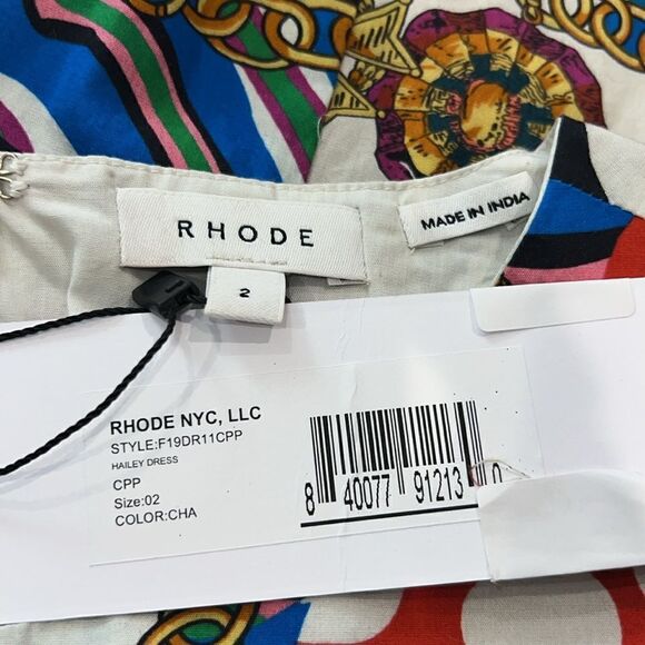 NWT RHODE Hailey Chain-print Cotton-voile Mini
Dress In Cream Multi Size 2 - Picture 14 of 16